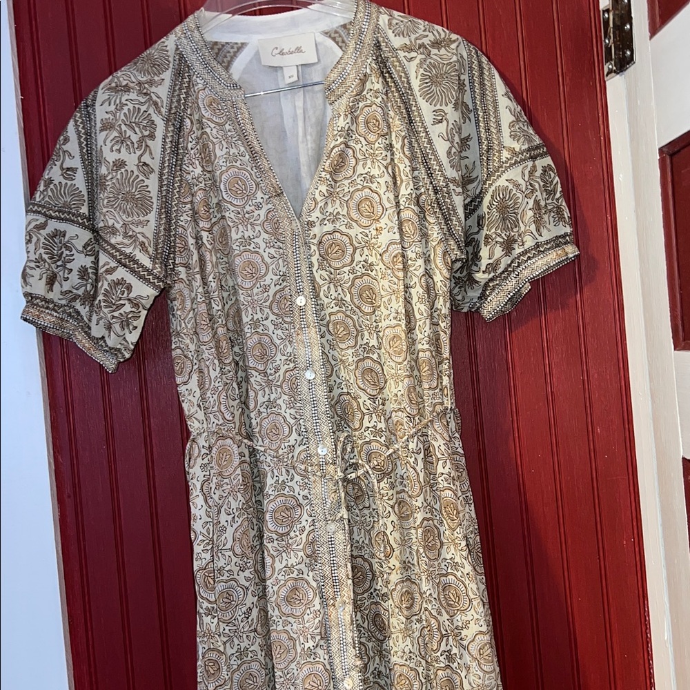 CLEOBELLA 
Maddelyn Midi Prairie Style Dress In Neutral Organic Cotton XS - Picture 7 of 10